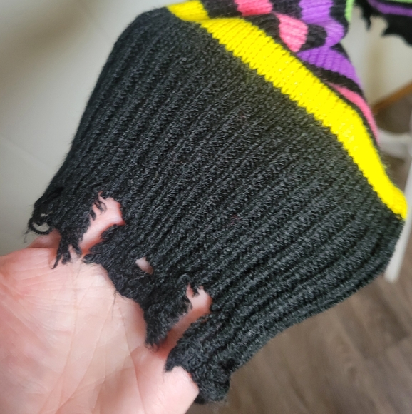 Killstar Rainbow Warrior Striped Knit Jumper Sweater Distressed Hem & Cuffs MD - Picture 10 of 15